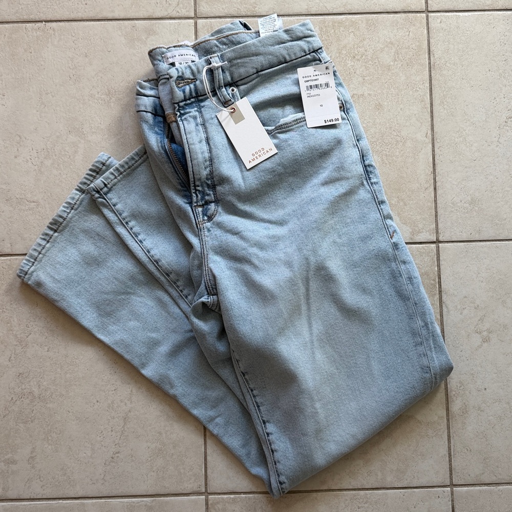 NWT Good American Good Boy Straight Petite 12